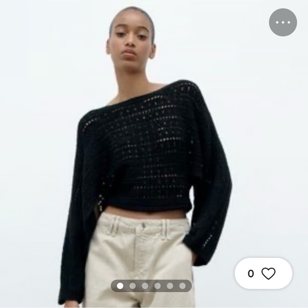 Zara Pointelle Black Off-the-Shoulder Sweater size S. Worn once.